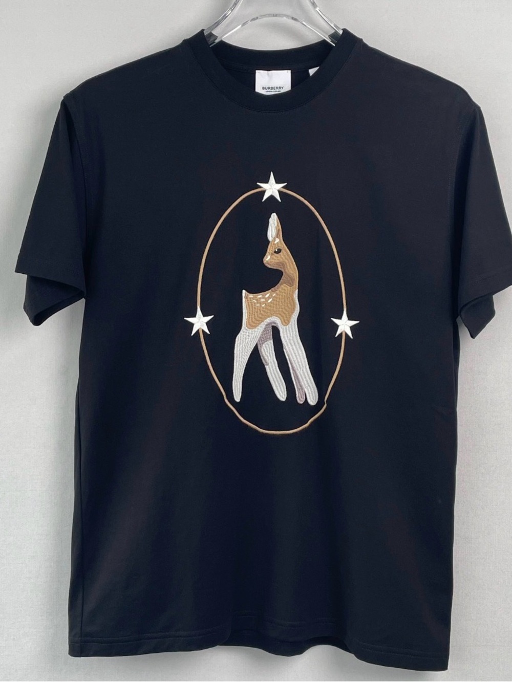 Burberry Black Tee with White Logo Tab